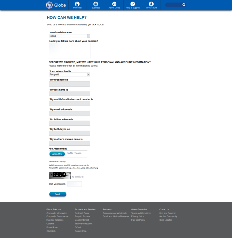 Screenshot of Talk2Globe online feedback form